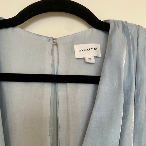 Song of Style REVOLVE Baby Light Blue Tucker Mini Dress sz XS Faux Wrap Belt - Picture 7 of 16